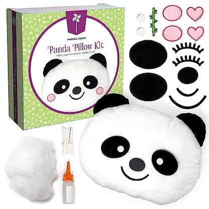 Pinwheel Crafts Beginner Sewing Kit for Kids 8-12 with DIY Panda Pillow - color: Panda Pillow-White
