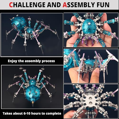 3D Metal Puzzles for Adults,3D Spider Metal Model Kits Metal Building Kit - color: Blue and Purple