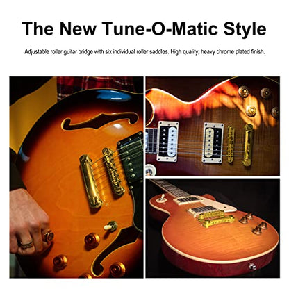 MAXCHEER A Set of String Saddle Tune-O-Matic Bridge & Tailpiece For GB LP Style Electric Guitar (Gold) - color: Gold