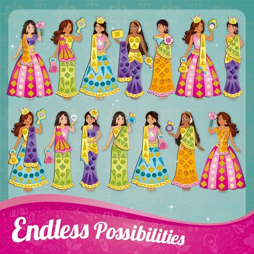 Imagimake DIY Magnetic Dress-Up - Indian Princess, 30 Magnetic Dresses - style: Indian Princess