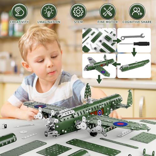 Lucky Doug STEM Building Projects Model Airplane Set - 389 Pieces STEM Project Building Toys for Kids Ages 8-12, Assembly Science Kit Educational Army Toys Gift for Kids Boys 8 9 10 11 12-16 Years Old - style: 8805