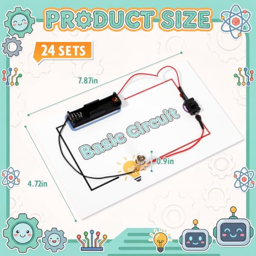 Soulchen 24 Sets STEM Electric Circuit Kit Bulk Basic Circuits Science Bulb Light Experiments for Beginners STEM Projects Circuit Board Building Kits Teaching Teachers Parents Experiment Educational