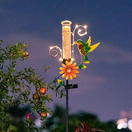 Stargarden Hummingbird Rain Gauge Outdoor,Metal Solar Rain Gauge - color: Hummingbird-B