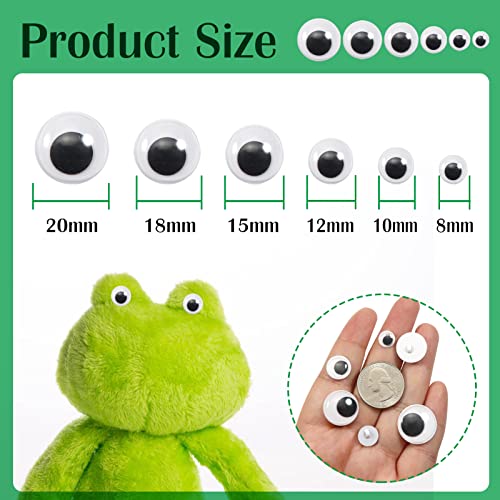 TOAOB 172pcs Sew On Googly Wiggle Eyes Buttons 8mm to 20mm Assorted Sizes Black Round Plastic Eyes for DIY Stuffed Animals Scrapbooking Sewing Crafts