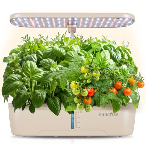 SUNCOZE Hydroponics Growing System, 12 Pods, 12.4 in Adjustable Height - color: Beige