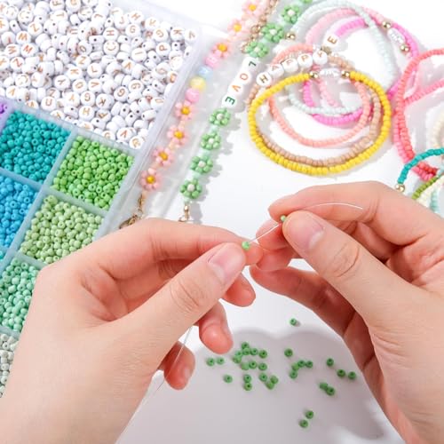 TEXGIZRLY 3mm Seed Beads for Bracelet Jewelry Making Bracelet Making Kit - color: 24 Colors