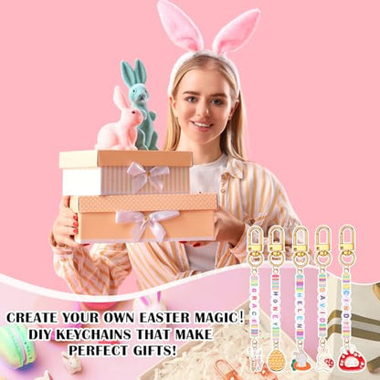 Tondiamo 2823 Pcs Easter Charms for Jewelry Making Easter Bead Keychain DIY Craft Making Kit Key Ring Charms Letters Beads String for Gift Jewelry Key Ring Backpack Accessories - style: Easter