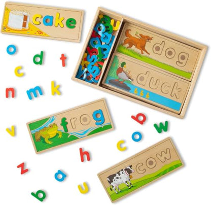 Melissa & Doug See & Spell Wooden Educational Language Learning Toy with Letters, Puzzle Boards Preschool Learning Activities, See & Spell Toys for Kids Ages 4+ (Pack of 6) - size: 13.9 x 9.2 x 1.75 (Pack of 6), style: English