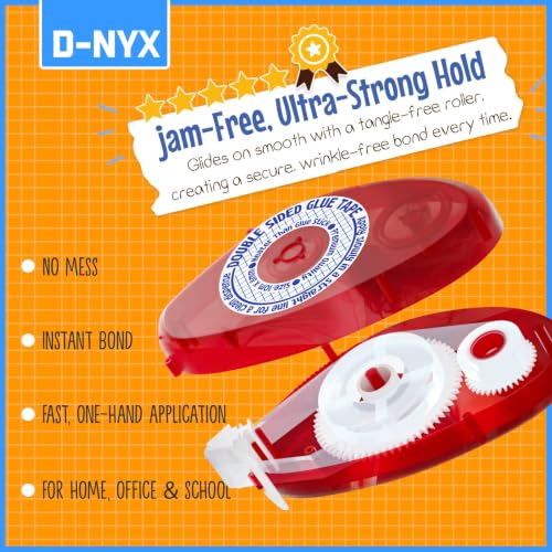 D-NYX 6 Pack Double Sided Tape Roller, Scrapbook Supplies, Double-Sided Adhesive Tape Runner for Scrapbooking, Glue Tape Roller for Crafts, School Office Journaling Supplies - size: 6 Pack