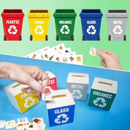 Cinrobiye Earth Day Recycling Sorting Game Learn to Recycle Activity Set Garbage Sorting Educational Game Classroom Recycling Activity Bulletin Board Decorations Earth Day Craft Kit
