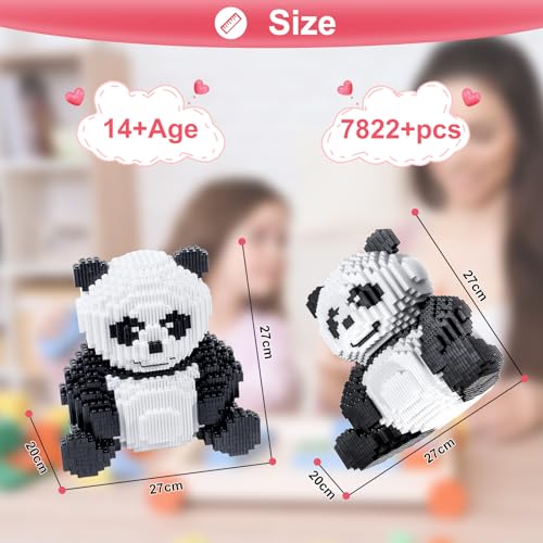 AHZILEl Animal Panda Blocks Building Set, 7822 Pcs Cute 3D Puzzle Mini Building Bricks Toy Kits, DIY Educational Particle Building Birthday Gift for Ages 8-14 - color: Panda