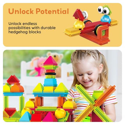 PicassoTiles Toys 112 Piece Hedgehog Blocks STEM Building Tiles Set Construction Learning Toy Stacking Interlock Block, Creativity Beyond Imagination, Inspirational, Recreational, Educational PTB112 - color: 112pc Hedgehog