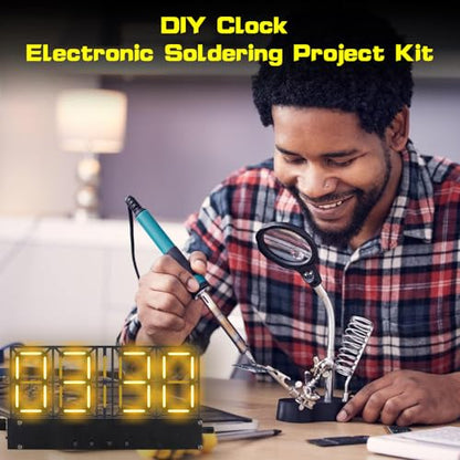 Soldering Practice Kit, 4-Bit Digital Clock Kit with Lighting Adjustment, Soldering Projects Alarm Clock DIY Electronic Kits for Adult Teens Learning Creative Present