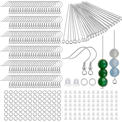 800PCs Fish Hooks & Pins, Earring Making Kit (Fish Hook Silver) - color: Fish Hook Silver (800pcs)