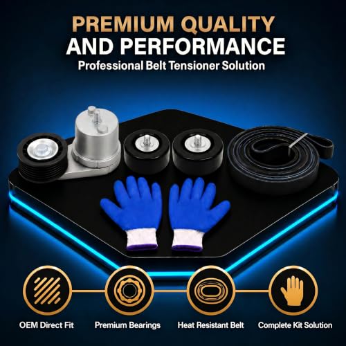 Serpentine Belt Tensioner Idler Pulley Kit with EPDM Belt Compatible with Chevrolet Silverado 2500 HD 3500 3500HD GMC Sierra 2500 HD 3500 3500HD 6.6L Diesel 2002-2010, Replace 38172 36310 - size: 90K-38172