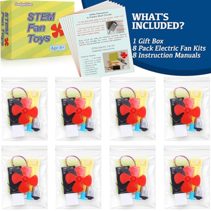 STEM Toys Science Kits, 8 Bulk Electric Circuit Kit for Kids Classroom, STEAM Activities Crafts Electrical Experiment 2nd 4th 5th Grade STEM Gifts, Build a Fan Activity Projects School Party Favors