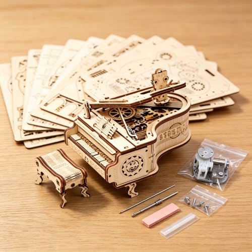 3D Wooden Puzzle Music Box for Adults, Mechanical Violin Model Kit, DIY Wood Craft Building Set, Romantic Hobby Gift for Men Women