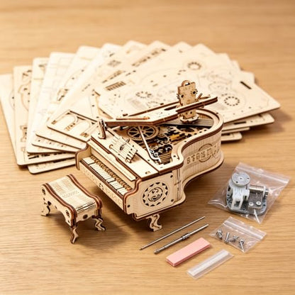 3D Wooden Puzzle Music Box for Adults, Mechanical Violin Model Kit, DIY Wood Craft Building Set, Romantic Hobby Gift for Men Women
