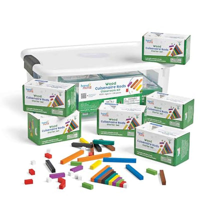 hand2mind Wooden Cuisenaire Rods Classroom Set, Teaching Fraction Bars, Montessori Math Manipulatives, Math Teacher Must Haves Elementary, Kindergarten Homeschool Supplies (15 Sets of 74) - style: Class Set