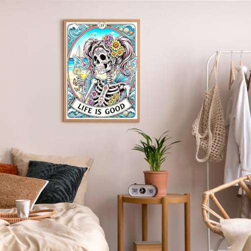 Skull Diamond Art Kits for Adults Beginners, Diamond Painting Kits 12x16 in - color: Beach Skull