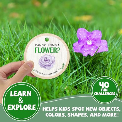 Kids Scavenger Hunt Game - Nature Edition, Toddler Outdoor Nature Scavenger Hunt Cards, Camping Toys Games for 3 Year Old's & Up, Outdoors Preschooler Activity Educational Family Fun Game Gift