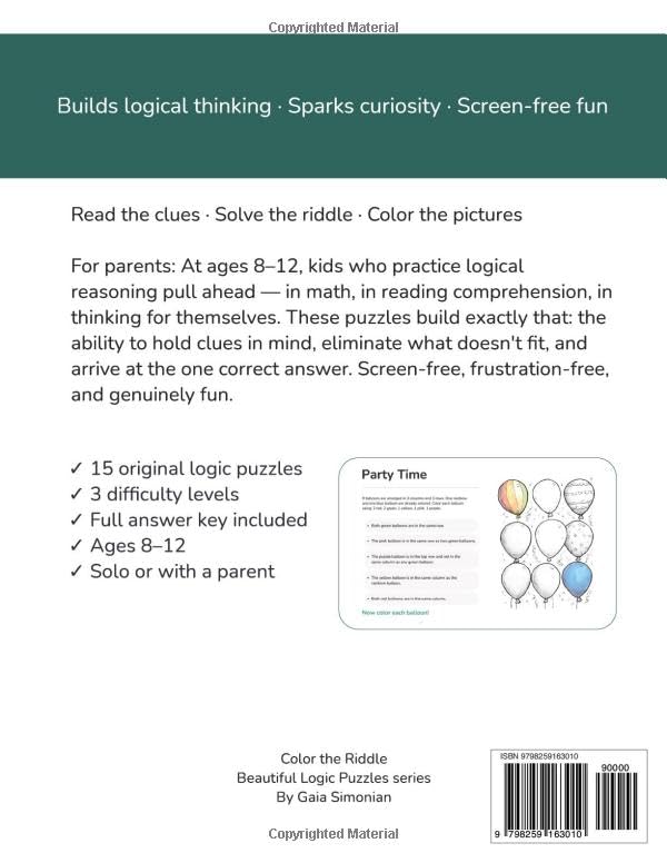 Color the Riddle: A Logic Coloring Book for Kids (Beautiful Logic Puzzles)