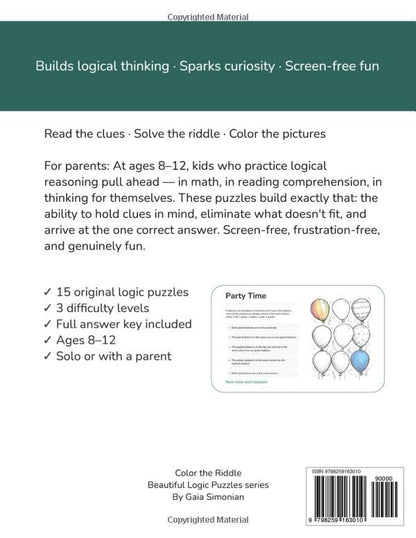 Color the Riddle: A Logic Coloring Book for Kids (Beautiful Logic Puzzles)