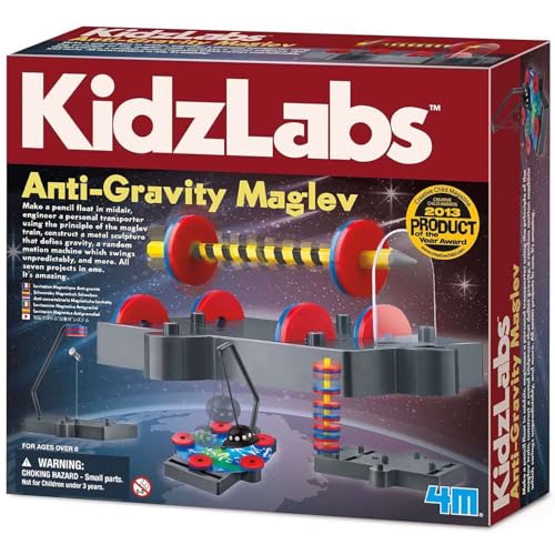 4M KidzLabs Anti Gravity Magnetic Levitation Kit | Make a Pencil Float in Mid Air | Engineer Personal Transportation | Gravity Defying Sculptures | Motion Machine & More | Kids 8+