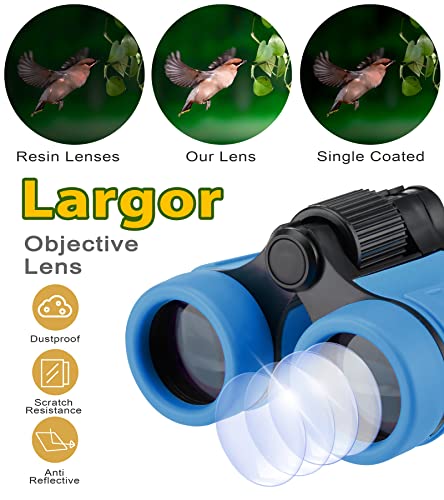 Binoculars for Kids, Toys for 3-12 Years Boys and Girls High-Resolution Optics Shockproof Mini Compact Toy Binoculars for Bird Watching, Hiking, Camping, Science, Detective - color: Dark Green