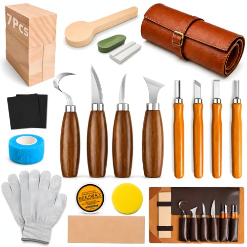 26Pcs Wood Carving Kit for Beginners, Perfect Woodworking Gifts for Men