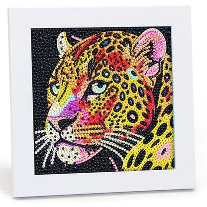 Libfx Diamond Art Kits for Kids with Frame Diamond Art for Girls Boys Beginners Arts and Crafts Birthday Gifts (Leopard) - color: Leopard