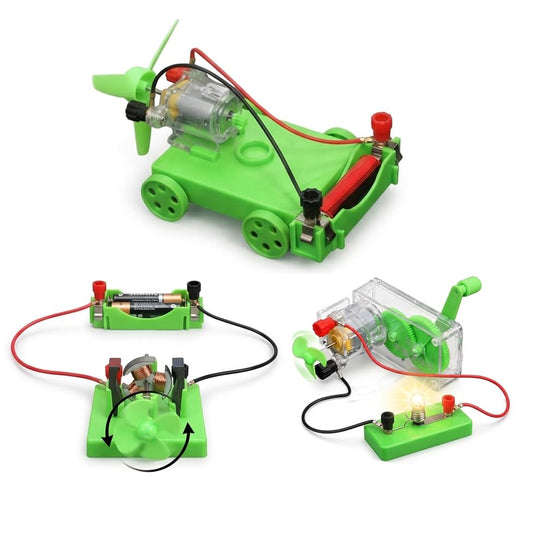 Physics Science Lab Learning Circuit kit, Electricity Experiment Set,DIY DC Electrical Motor Model Wind Powered Carts Building Circuits for Kids Junior Senior High School Students (1 Set)