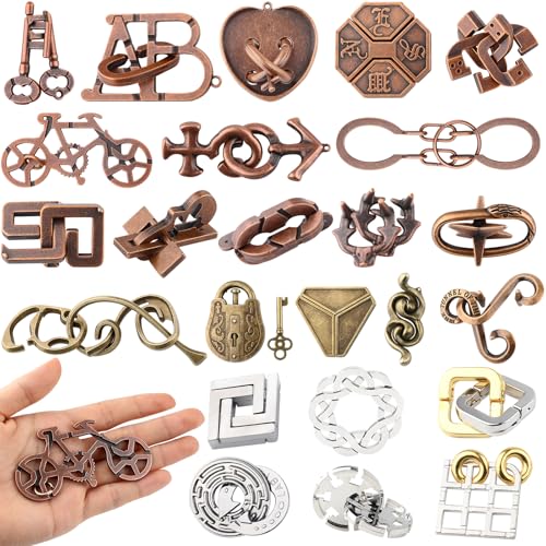 36 Pcs Metal Brain Teaser Puzzles Set,3D Metal Puzzles for Adults,IQ Logic Test Disentanglement Game,Mind Challenge Interlocking Games for Mind Challenge(Classic Style)