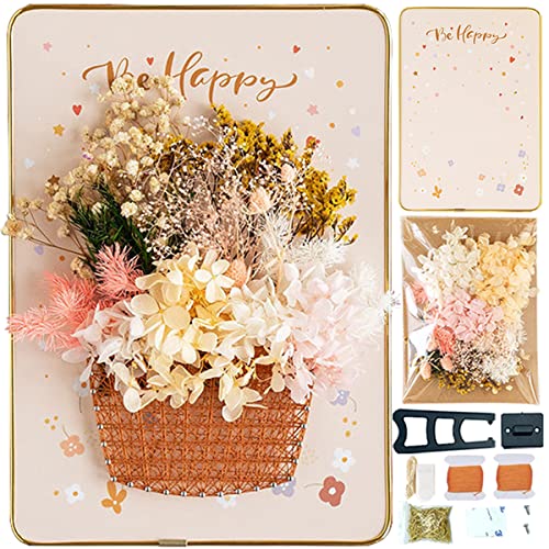 BAZIMA DIY String Art Kit for Beginner,Flowers String Art, DIY Dried Flowers Craft Kit, Unique Gift, Craft Kit for Holidays, Flower Basket - style: flower basket