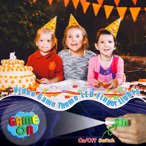 CHUNNIN 36 Pcs Video Game LED Finger Lights Glow in Dark Gamer Party Favors - style: Video Game