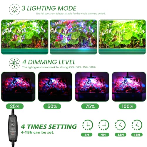 Seed Starter Trays with Grow Lights and Heat Mat, 72 Cells Seed Starter Kit with Lights, 3 Lighting Mode, 4 Timing Set, Germination Kit for Seed Starting Trays with High Humidity Control Domes - color: Green