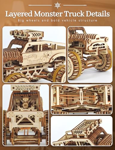 BOOZUU 3D Wooden Monster Truck Puzzle for Adults