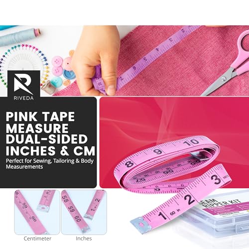 Seam Ripper Kit 7 Pcs - 1 Large, 1 Ergonomic, 2 Small Seam Rippers, Thread Cutter, Scissor, Measuring Tape - Sewing Accessories for Notions Quilting Crafts