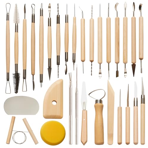 30 Pcs Clay Tools & Pottery Tools Kit, Professional Polymer Clay Sculpting - size: Pack of 30