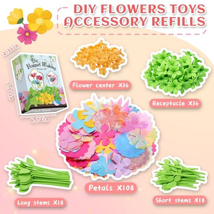 Kufanda DIY Fabric Flower Bouquets Toys Accessories Can Make 36 Flowers, DIY Arts & Crafts Toy Parts - color: Colorful