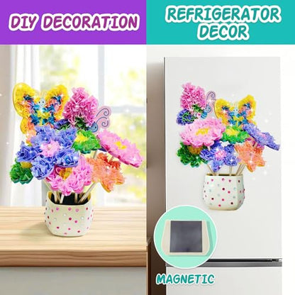 AGENTLAN Poke Art Bouquet Craft Kit,Mess-Free 3D Crafts for Kids Ages 3-8 - style: Flower