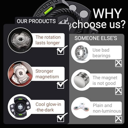 Upgraded 3-in-1 Fidget Spinner Toy: Silent Glow Spinner, Slider, Clicker - style: Ethereal Style, Modern Minimalist Design， Industrial Mechanical Aesthetic， Minimalist Professional Style， Hardcore Tech & Cyberpunk Elements