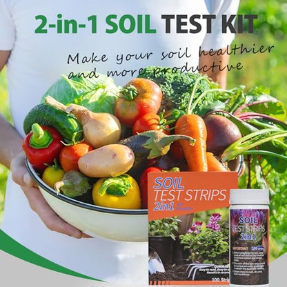 Upgrade pH and Nitrogen Soil pH Tester, 100 Test Strips
