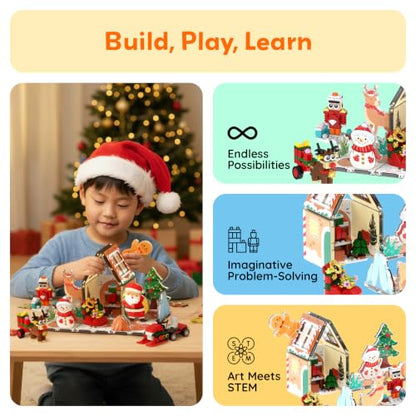 PicassoTiles Magnetic Tiles Building Brick Block Advent Calendar Christmas Theme Set Gingerbread House Holiday Toy Piece Surprise Countdown Magnet Tile STEM Learning Educational Gift for Kids PTA50 - color: Christmas Theme