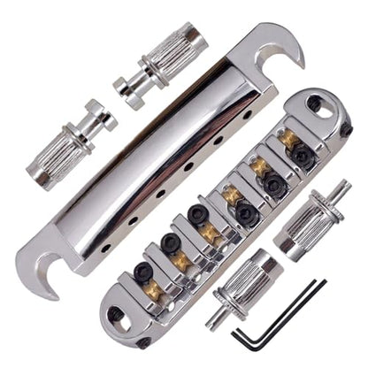 JD.Moon Roller Saddle Bridge ABR-1 Tune-o-matic Bridge Tailpiece Bridge For Les Paul Guitar (Chrome) - color: Chrome