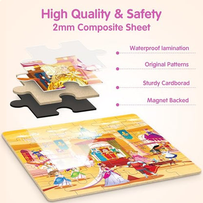 SYNARRY Princess Fairy Party Magnetic Puzzle for Kids Ages 3-5, Travel Toys - style: Princess Fairy