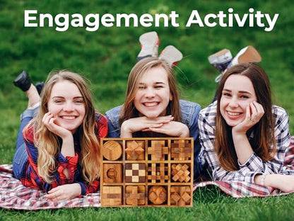BSIRI 12 in 1 3D Wood Puzzle Box Set - Wooden Brain Teaser Puzzles for Adults Interlocking Toys Games for IQ and Mind Ideal for Patio Decor Desk Office and Unique Gift Hand Game (12 Games) - style: 12 Puzzle Set