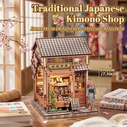Cutefun Book Nook Kit - DIY Miniature Dollhouse Kit for Adults and Teens - color: Sakura Kimono Shop