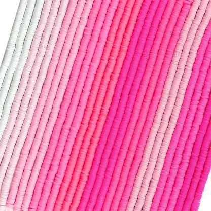 JMUQ 28 Strands Pink Clay Beads Bracelet Making Kit, Friendship Preppy Flat Polymer Clay Heishi Beads for Bracelets Jewelry Making Kit, DIY Arts and Crafts Gifts - color: Pink Series