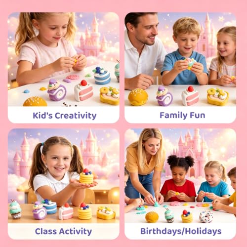 Both idea Air Dry Clay Dry Clay Kit Air Clay Kit & Clay Kits for Kids with Air Dry Clay Tools, Dry Air Clay Craft Cake Dessert Ideal Kid Craft School Party Classroom Birthday Party Gifts - style: Baking Magician